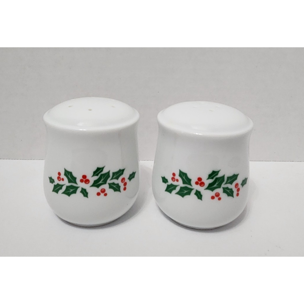 Corelle Salt & Pepper Shaker Set Christmas White WINTER HOLLY with Box #6018569 - Picture 3 of 13